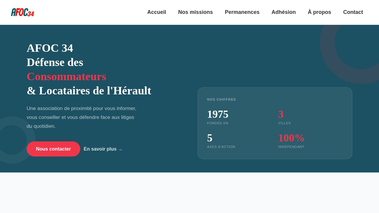 Capture d'écran du site AFOC 34